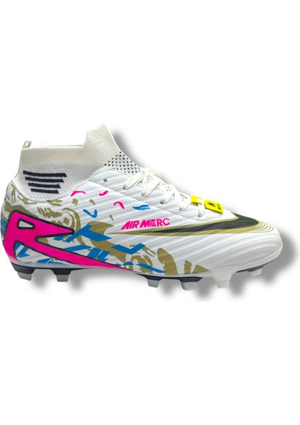 Çoraplı Unisex Krampon Halısaha & Çimsaha Ayakkabı Beyaz Fuşya Desenli modelleri