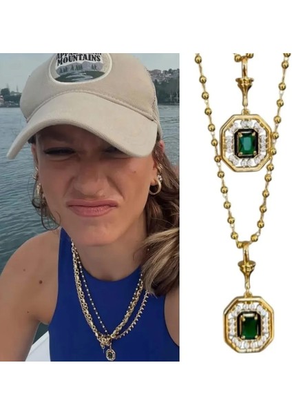 Çelikyeşil Taşlı Leyla Kolye modelleri