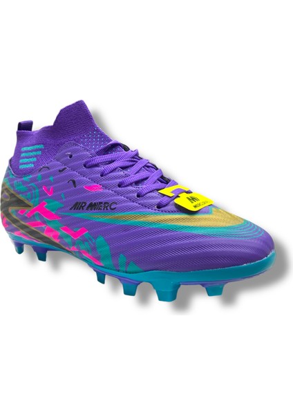 Çoraplı Unisex Krampon Halısaha & Çimsaha Ayakkabı Mor Turkuaz Desenli fiyatları