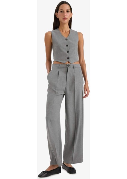 Yeni Sezon Wide Leg Pensli Klasik Palazzo Pantolon Geniş Bol Paça Basic Düz Uzun Boy Yüksek Bel Cepli modelleri