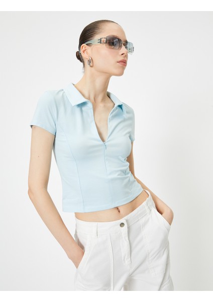 Yeni Sezon Fermuarlı Polo Tişört Kısa Kollu Slim Fit