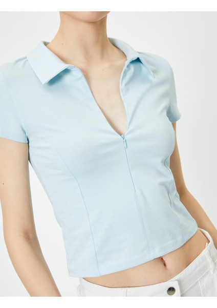 Yeni Sezon Fermuarlı Polo Tişört Kısa Kollu Slim Fit indirimleri