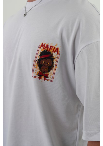 Mafıa-Oversize Tişört | Sırt Baskılı – Minimal Göğüs Desenli Unisex Tshirt