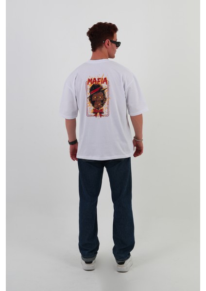 Mafıa-Oversize Tişört | Sırt Baskılı – Minimal Göğüs Desenli Unisex Tshirt