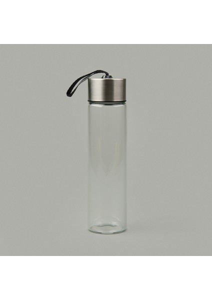 H2O Metal Kapaklı Cam Matara - Şeffaf / Gri - 450 ml