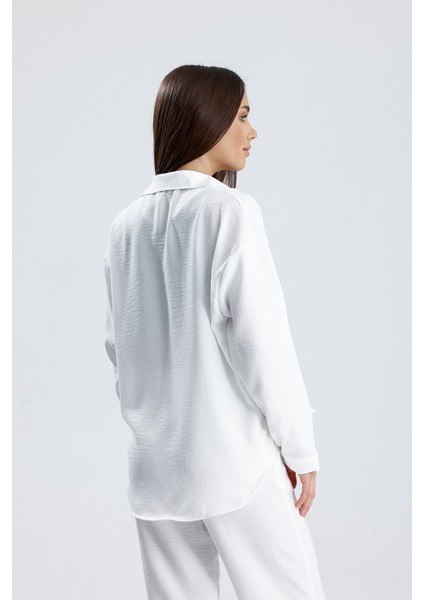 Kadın Oversize Alt Üst Takım – Gömlek ve Lastikli Pantolon Ikili Set modelleri