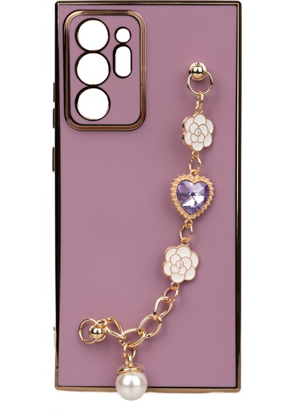 Galaxy Note 20 Ultra Kılıf El Tutamaçlı Kamera Korumalı Mkst Taka Silikon Kapak-Mor