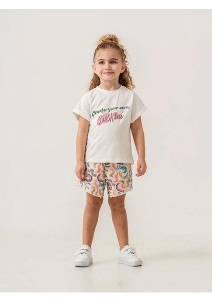 Kız Çocuk Pamuklu Dokuma Şort T-Shirt Takım