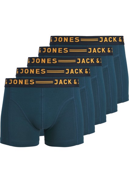 Erkek Düz Renk 5'li Boxer Paketi - Blue