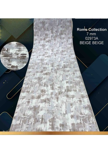 – Gri ve Kahverengi Modern Desenli Halı – 100X400 cm