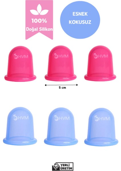 Vakumlu Silikon Masaj Kupa Seti Orta Boy 6'lı Set