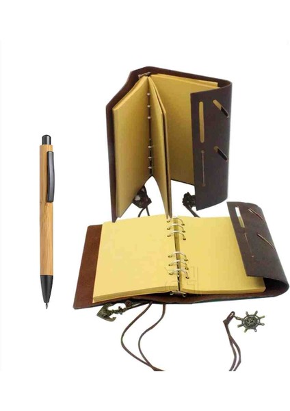 El Yapımı Deri Kapaklı Defter ve Bambu Touchpen Kalem Hediyeli Set – Vintage Günlük, Ajanda, Ofis ve Özel Gün Hediyesi indirimleri