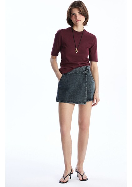 Yeni Sezon Standart Fit Kadin Jean Sort Etek - S53990Z8
