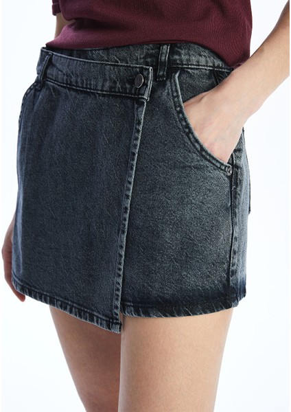 Yeni Sezon Standart Fit Kadin Jean Sort Etek - S53990Z8