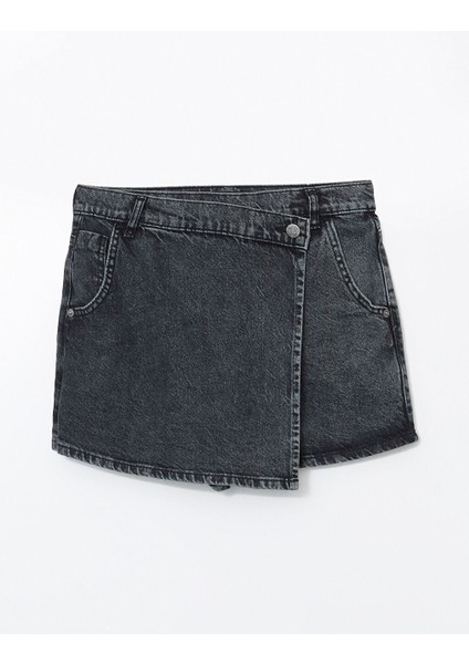Yeni Sezon Standart Fit Kadin Jean Sort Etek - S53990Z8