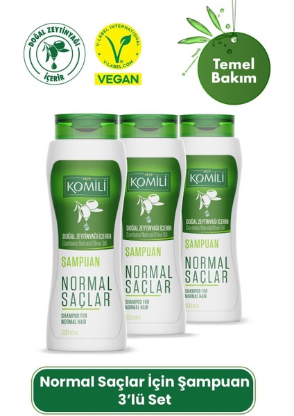Normal Saçlar Için Vegan Temel Bakım Şampuanı 3'lü Set- - 3 x 500 ml