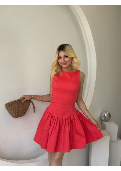 Nar Çiçeği Büzgülü Mini Elbise fiyatları