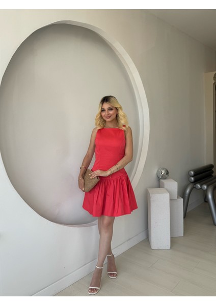 Nar Çiçeği Büzgülü Mini Elbise modelleri