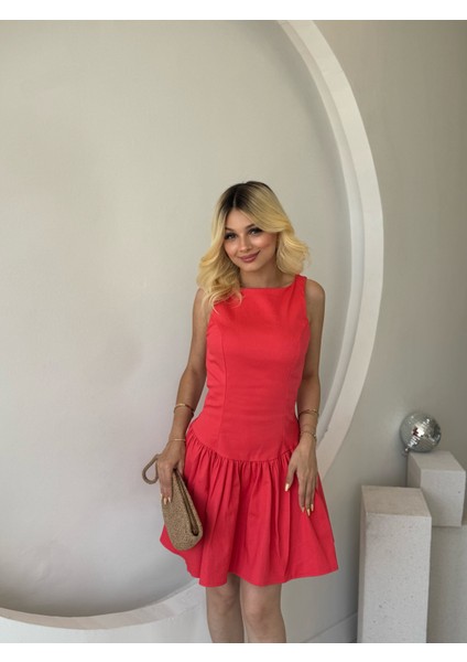 Nar Çiçeği Büzgülü Mini Elbise indirimleri