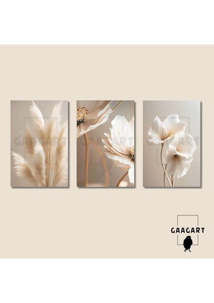 3'lü Kanvas Salon Tablosu Seti Soft Tüy ve Çiçekler indirimleri