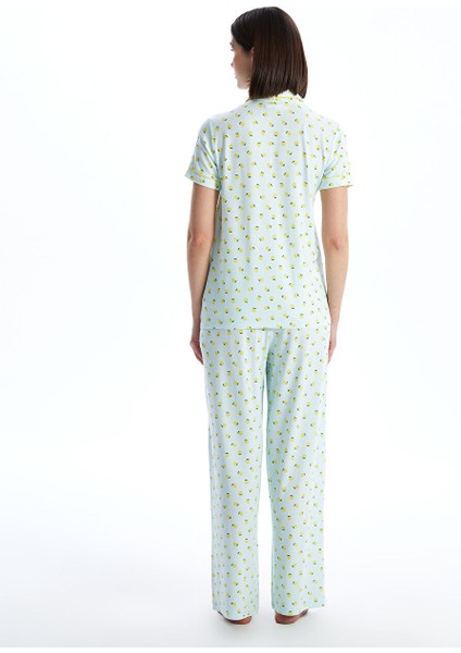 Yeni Sezon Gomlek Yaka Baskili Kadin Pijama Takimi - S5EP06Z8 fırsatları