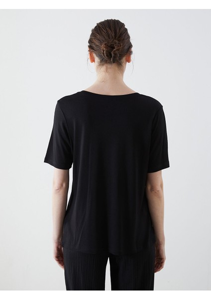 Yeni Sezon V Yaka Cicekli Kadin Tisort - S5KR11Z8 fırsatları