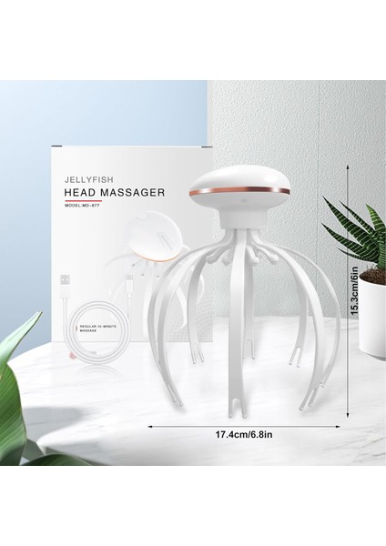 Ahtapod Model Baş Masaj Aleti Şarjlı Fizyoterapi Kafa Masajı Rahatlatma Dinlendirici Massage Portatif Ergonomik Tasarım MD-877