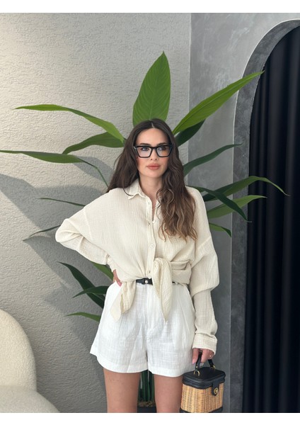 Müslin Kumaş Oversize Gömlek