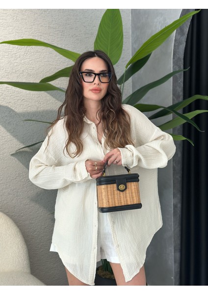 Müslin Kumaş Oversize Gömlek