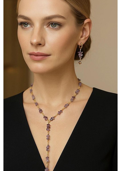 Ametist Y Kolye Küpe Set modelleri