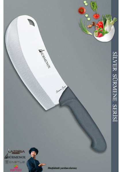 Sürmene Silver Serisi Gri Sap Mutfak Bıçak Seti Pide Börek Pizza Salata Bıçağı (SRM-014)