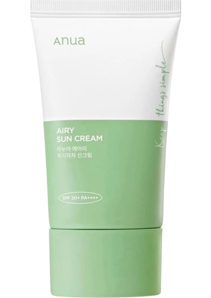 Airy Sun Cream SPF50+ Pa++++ - Güçlü Uv Korumalı Yatıştırıcı & Onarıcı Güneş Kremi