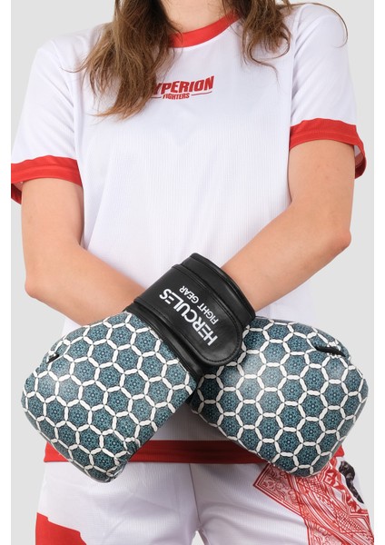 Desenli Mavi Beyaz Boks, Kickboks Eldiveni - Profesyonel Antrenman Için indirimleri
