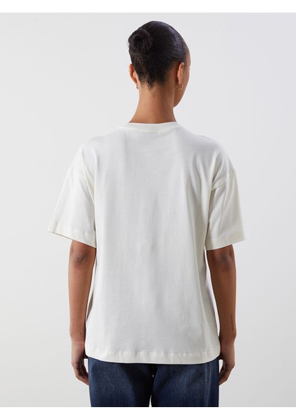Yeni Sezon Bisiklet Yaka Baskili Oversize Kadin Tisort - S5OK13Z8 fırsatları
