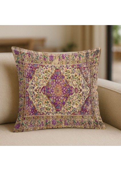 Klasik Iran Saray Halısı Desenli Çift Taraflı 43X43 cm Dekoratif Kırlent Kılıfı fiyatları