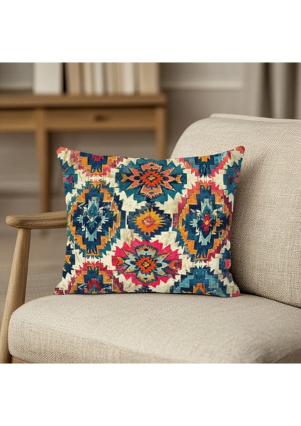 Geometrik Soyut Desenli Kırlent Kılıfı