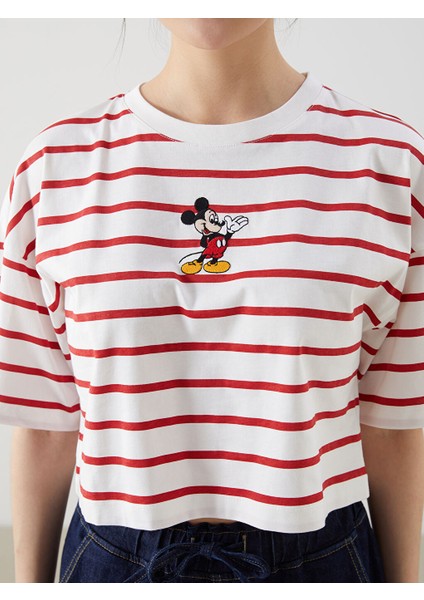 Yeni Sezon Bisiklet Yaka Mickey Mouse Nakisli Kadin Crop - S5GV94Z8 modelleri