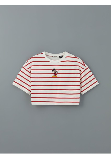 Yeni Sezon Bisiklet Yaka Mickey Mouse Nakisli Kadin Crop - S5GV94Z8 indirimleri