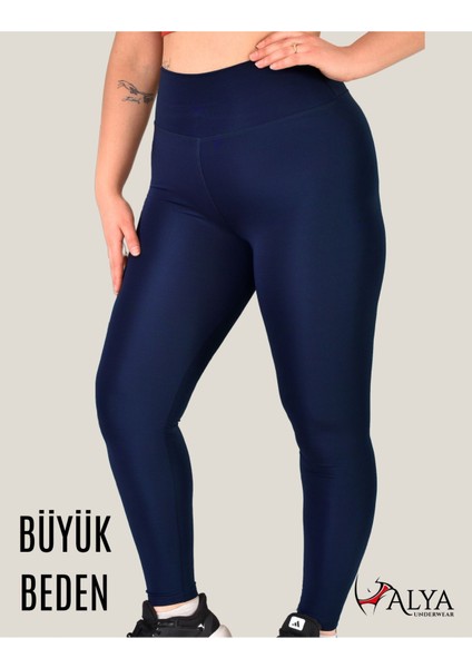 Büyük Beden Tayt Dalgıç Kumaş Yüksek Bel ( Lacivert, 5xl)