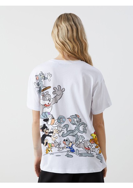Yeni Sezon Bisiklet Yaka Tom & Jerry Baskili Kadin Tisort - S5GV59Z8 fırsatları