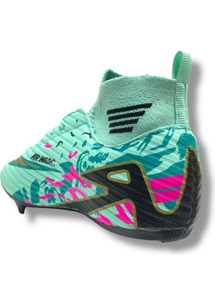 Çoraplı Unisex Krampon Halısaha & Çimsaha Ayakkabı Su Yeşili Turkuaz Desenli fırsatları