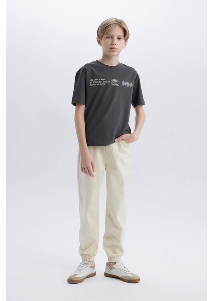 Yeni Sezon Erkek Çocuk Jogger Fit Standart Paça Gabardin Pantolon