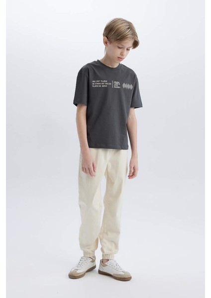 Yeni Sezon Erkek Çocuk Jogger Fit Standart Paça Gabardin Pantolon