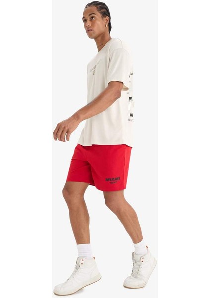 Yeni Sezon Defactofit Nba Miami Heat Standart Fit Kısa Paça Şort fırsatları