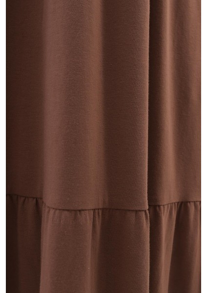 Vizon-Pamuklu Fırfırlı Cepli Likralı Penye Elbise indirimleri