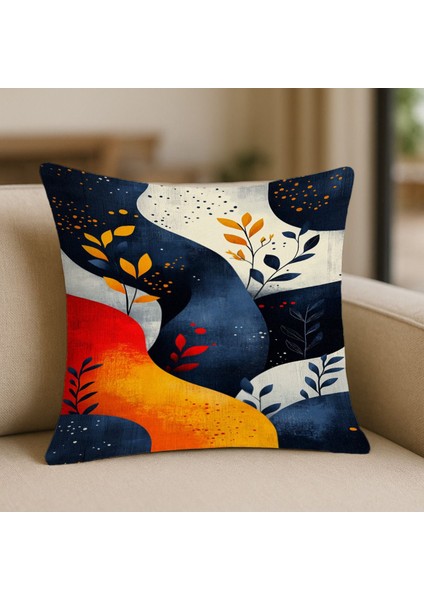 Kilim Tarz Bordo Desenli Kırlent Kılıfı – 43X43 Cm, Çift Taraflı, Fermuarlı, Yıkanabilir