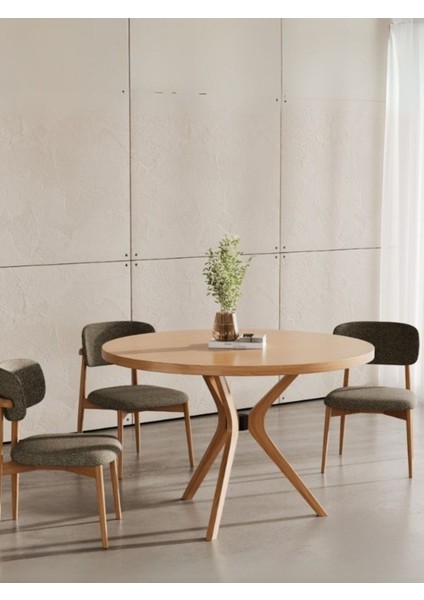 Haven Pergel Iskandinav Doğal Ahşap Mutfak Masası 110X110