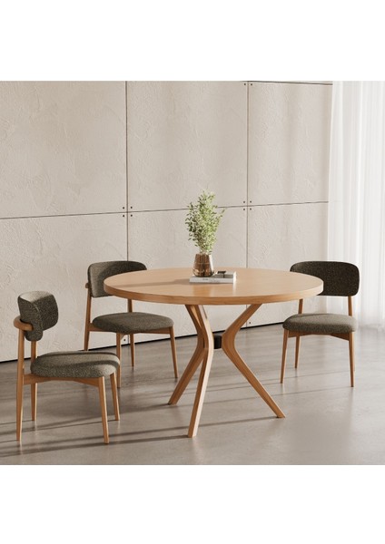 Haven Pergel Iskandinav Doğal Ahşap Mutfak Masası 110X110