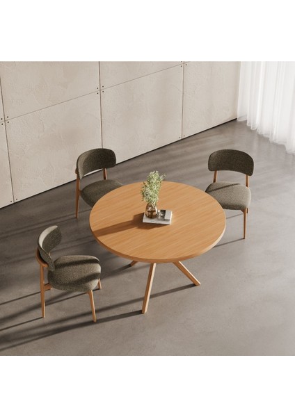 Haven Pergel Iskandinav Doğal Ahşap Mutfak Masası 110X110