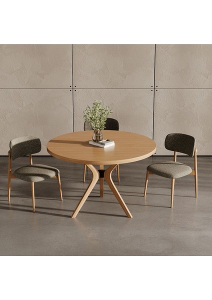 Haven Pergel Iskandinav Doğal Ahşap Mutfak Masası 110X110